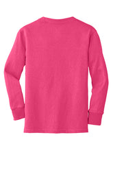Port & Company® Youth Long Sleeve Core Cotton Tee - Sangria